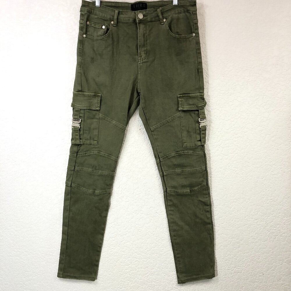 THRT Olive Green Straight Cargo Jeans